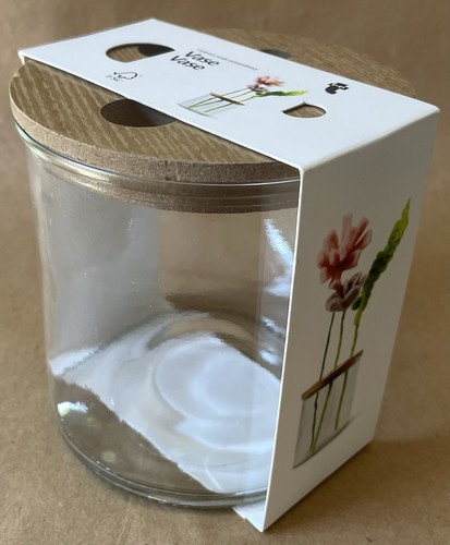New glass vase wooden top - wooden,