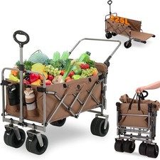Rowce 225L Folding Festival Trolley Cart with Brakes, Push & Pull Beach Wagon