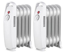 2x 5 Fin Mini Oil Radiator 500W Heater White OCH205GB - Ex Display Boxed