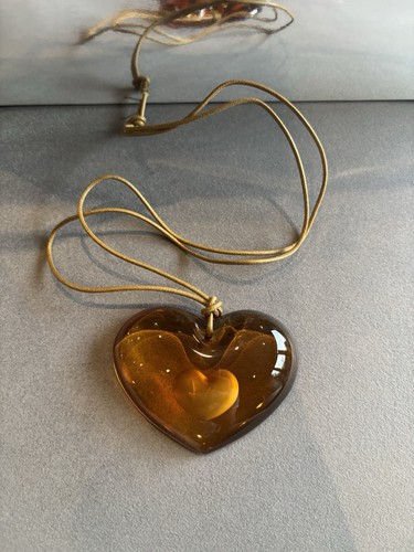 Lalique amber heart inside - amber,