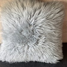 Sheeps Wool Cushion & Feather Insert Mongolian Style Blue/Grey 40cm x 40cm