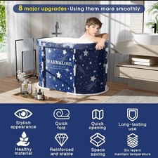 Portable Bathtub Foldable Freestanding Therapy Tub Hot Spa Colour Starry Blue