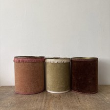 Vintage Rustic Velvet Covered Waste Paper Metal Tin Bins Plant Pot Storage x3