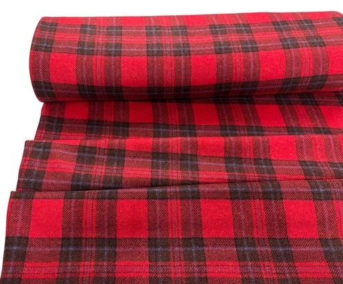 Red plaid british wool - red,