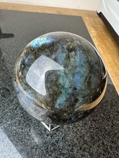 Labradorite Crystal Minerals Flashy Sphere Healing Green Blue 850g 8.3cm N3 