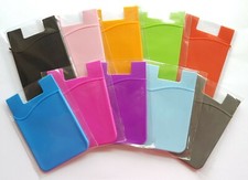 Silicone Credit Card ID Cash Holder Wallet Pouch Stick-On Mobile Phone Pocket