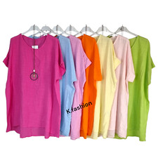 Ladies ITALIAN Quirky Lagenlook Plain 100% COTTON Lightweight BIG PLUS SIZE Top