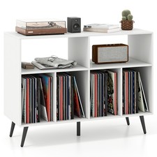 COSTWAY Record Player Stand 3-Tier Turntable Stand w/Vinyl Storage Shelves-White