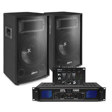 2x Vonyx 12" Speakers, Amplifier, Mixer + Cables 1200 Watt UK Stock