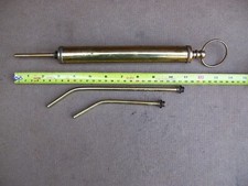 Vintage Brass Grease Gun With Two Spare Nozzles Unbranded Used For Restoration