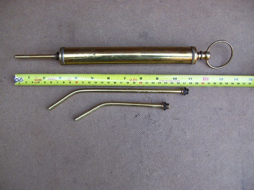 Vintage brass grease gun - vintage, with