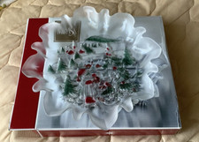 Mikasa Holiday Landscape BonBon 9.5" Frosted Pressed Glass Christmas Dish German
