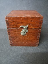 Vintage Small wooden cube box with hinged lid 