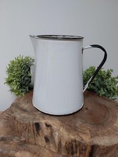 Vintage French White Enamel Jug, Enamelware, Kitchen Decoration