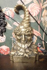 Victorian cast brass door stop depicting the Greek God Bacchus c.1880 cornucopia