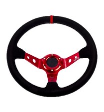 13" Steering Wheel Suede Red