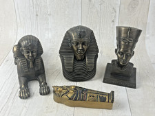 Egyptian bronze effect resin figures Nefertiti, Tutankhamun and Sphinx