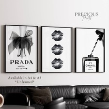 Set of 3 Designer Stylish Prints / Black white Trendy Wall Art A5 A4 A3