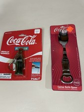 Coca-Cola Contour Bottle Opener Spoon & Bottle Keychain Lot NOS Carded