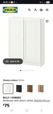 IKEA BILLY / OXBERG Bookcase with doors, white, 80x30x106 cm One Year Old