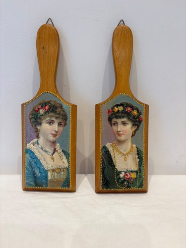 Vintage pair wooden butter - butter, pat
