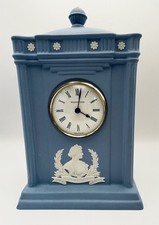 Wedgwood Blue Jasperware Mantle Clock Queen Mother 100 Years by Danbury Mint