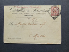 Malta,Business PC Napoli  to Malta PHS 19,Type A, size code 'a', posted Jan 1906