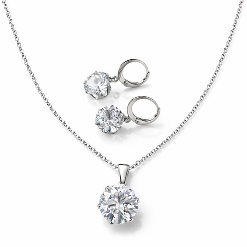 Silver jewellery set necklace - silver,
