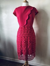 PHASE EIGHT MARLIN RED LACE FITTED OCCASION DRESS / MOTHER OF BRIDE SIZE UK 12