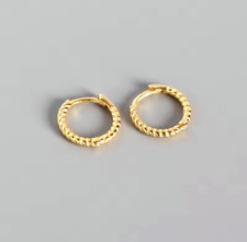 Genuine Solid 925 Sterling Silver Tiny Hoop Sleeper Earrings Crystal Hoop *UK*