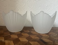PAIR Frosted White Glass Tulip Ceiling Lamp Wall Light Shades Vintage French