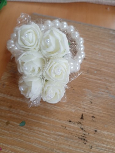 Cream roses corsage bracelet - roses,