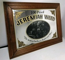 Jeremiah Weed 100 Proof Liquor Railroad Train Wood Framed Pub Mirror Western 