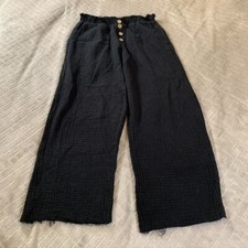 Pink Rose Juniors Medium Pants Black Straight Crop Gauzy Brushed Cotton Boho