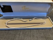 Vintage Lotus Simulated Pearl Necklace In Box