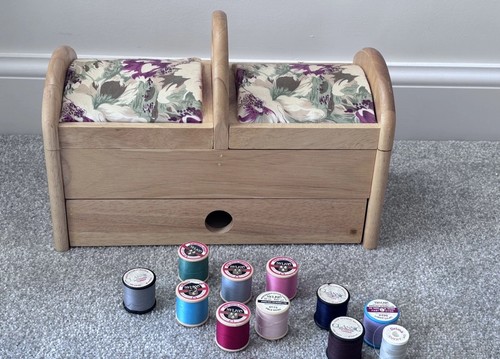 Wooden sewing storage box - storage,