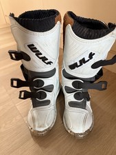 WULFSPORTS Motocross White Leather Biker Boots SIZE - EU 38 - UK 5 - MOTORBIKE