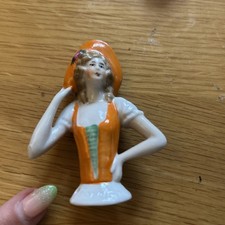 Antique Porcelain Lady Pin