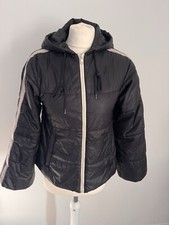 GUCCI Black Quilted Puffer Coat Sz 36 S Uk 8 Web Stripe Jacket Short Logo Vgc!!
