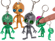 ALIEN SQUEEZE BRAIN KEYRING KEY CHAIN STRESS RELIEF SPACE UFO SQUIDGY SCI-FI