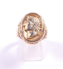 Gold ring 9 carat yellow Julius Caesar Signet Intaglio Crest Ring Size T heavy