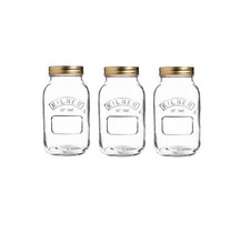 3 Kilner 1L Screw Top Preserve Jars Round Food Storage Jar Jams Pickles Chutney