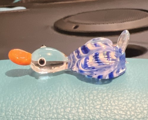 Mini blue glass duck cute - mini,