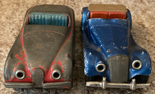 2 used 1950's tinplate Scalex clockwork cars MG TF & Jaguar XK120 to restore
