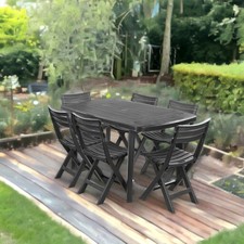 Large Collapsible Table With 6 Folding Chairs Outdoor Garden Patio Furniture Set