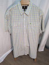 Timberland short sleeve button-up shirt  Mens XXL  with a blue, yellow, and...