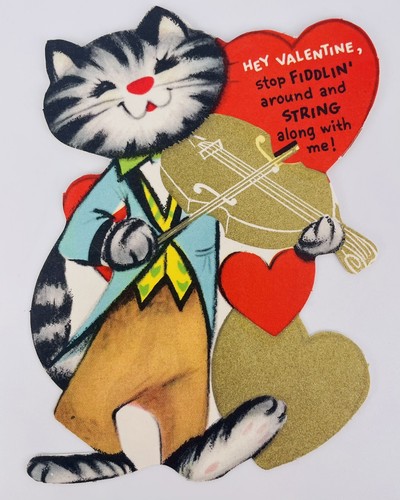 Vintage valentine card grey - vintage,