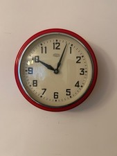 Vintage Metamec Wall Kitchen Clock - Red Retro Mid Century 1960s 20cm