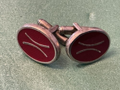 Vintage silver tone red enamel - vintage, silver-tone