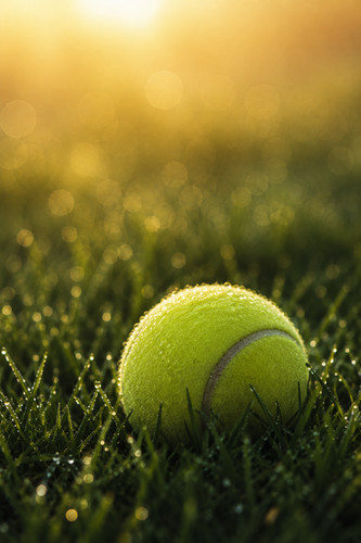 Tennis ball dewy grass - dewy,